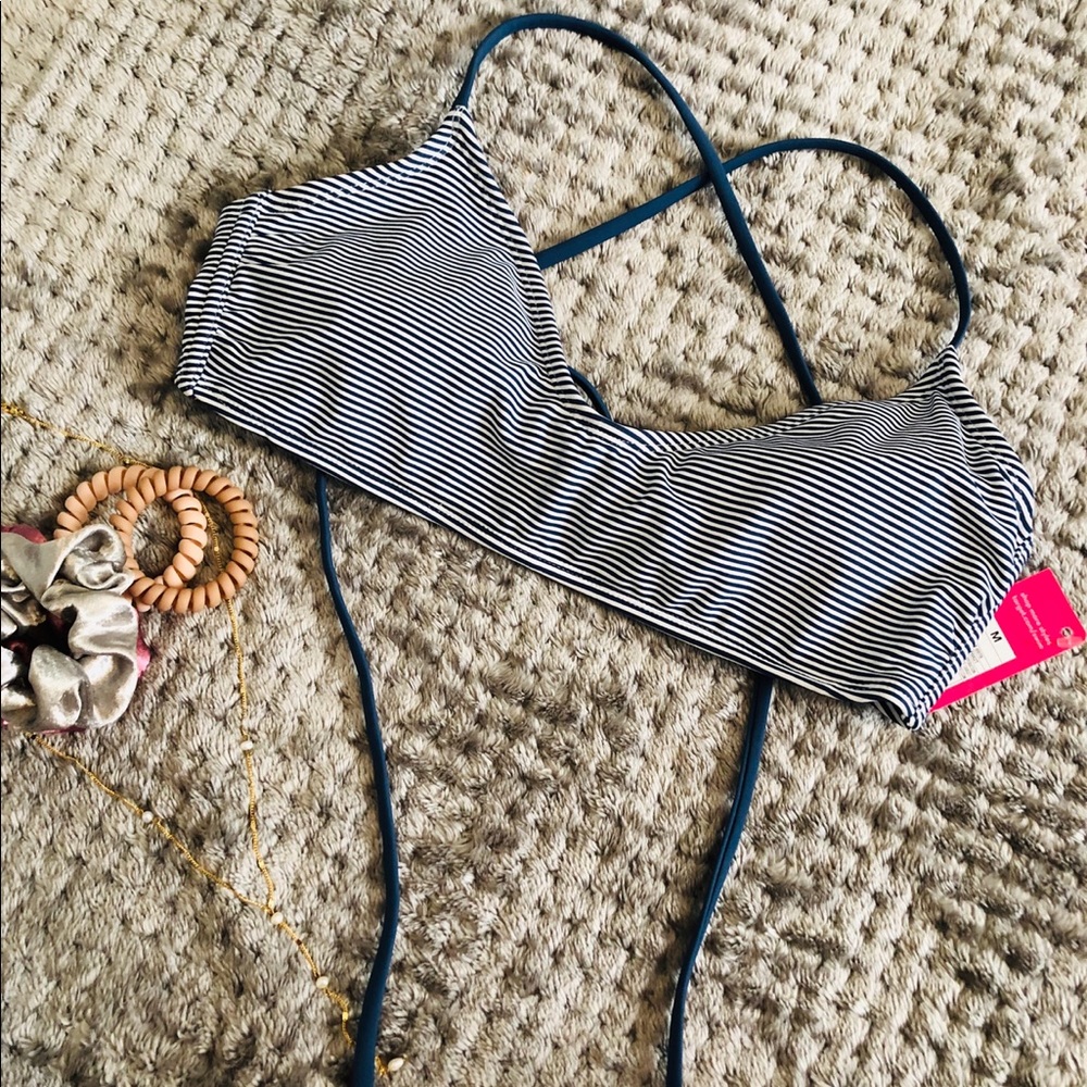 Blue and White Stripe Bikini Top!
